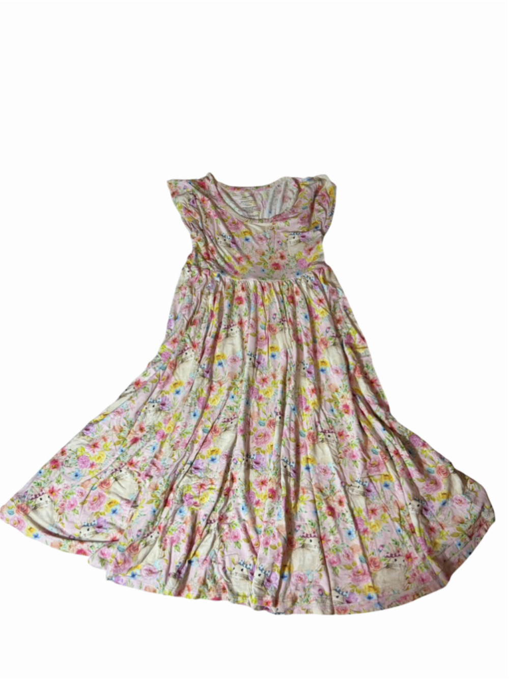 Posh Peanut Floral Bamboo Dolman Dress Girls Size 10Y Pink Rose Garden Print